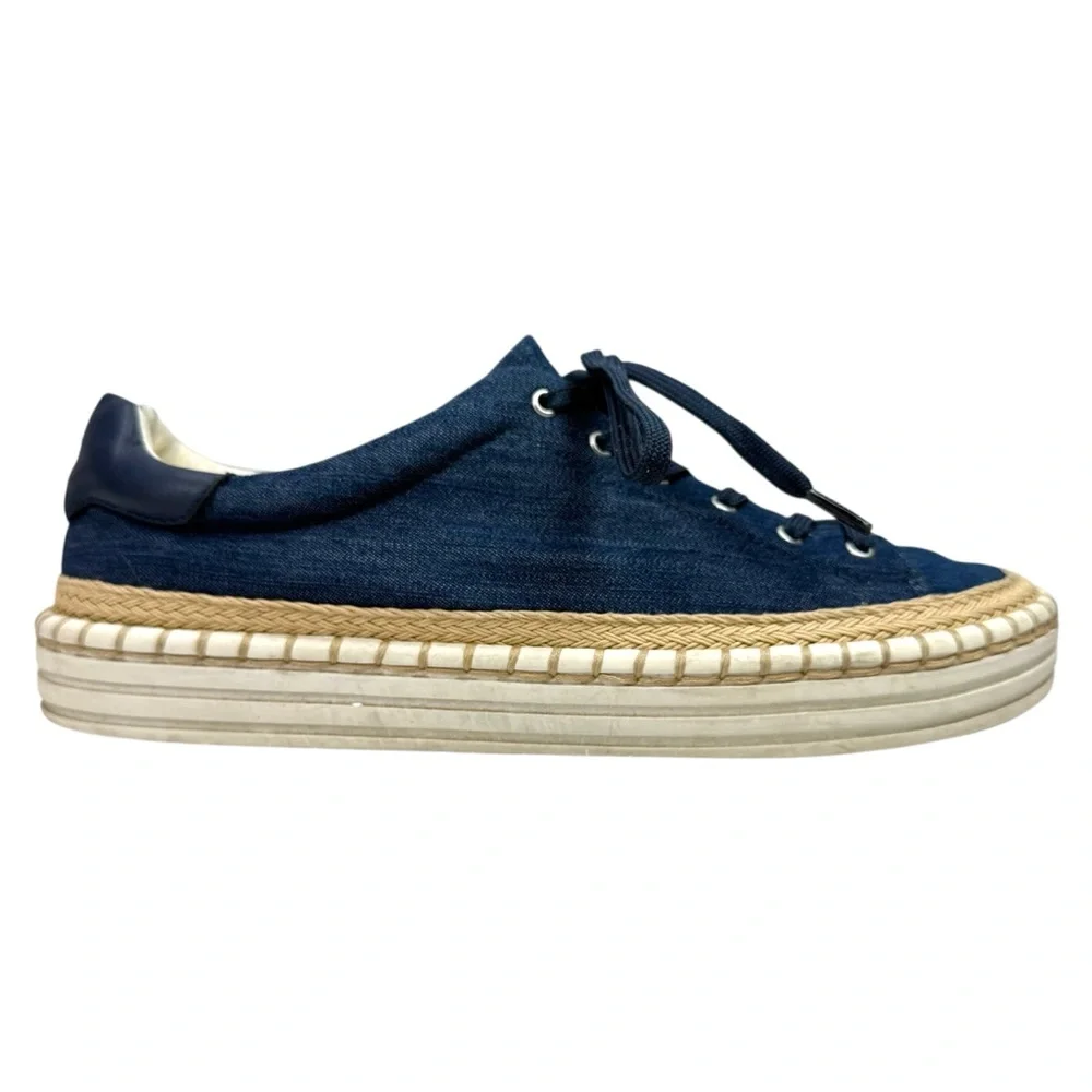 Sam Edelman Kavi Denim Platform Espadrille Sneakers Size 7.5 Coastal Y2K Retro